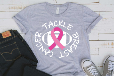 Tackle Breast Cancer Football Svg Awareness ribbon 1518s