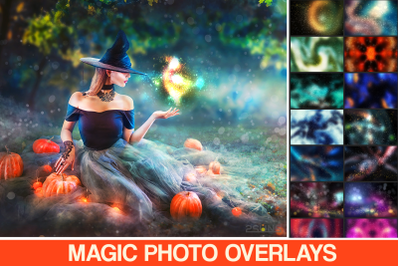 Halloween overlay, Photoshop overlay, Magic photo overlay, Gold light