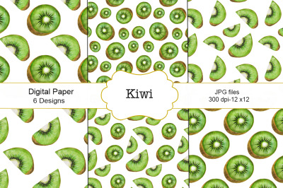 Kiwi watercolor. Kiwi pattern. Fruit kiwi watercolor pattern