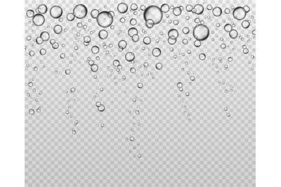 Bubbles at water surface. Fizzy underwater texture, soda bubble flow.