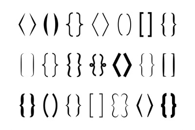 Text brackets. Curly braces, square and corner parentheses. Bracket pu