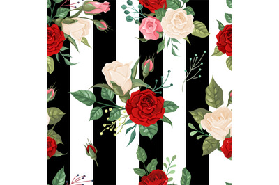 Roses seamless pattern. Background floral decor for invitation cards,