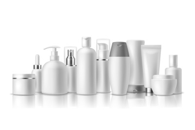 Realistic cosmetic mockups. Skin care cosmetics bottles&2C; container and