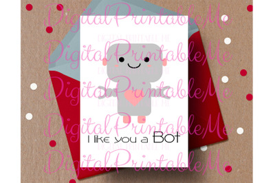 Robot Valentine&amp;&23;039;s day Card&2C; Anniversary Card&2C;  Printable love&2C; Robot C