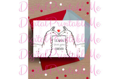 Llama Card&2C; Valentine&amp;&23;039;s day Card&2C; Llama Anniversary Card&2C; Printable ca