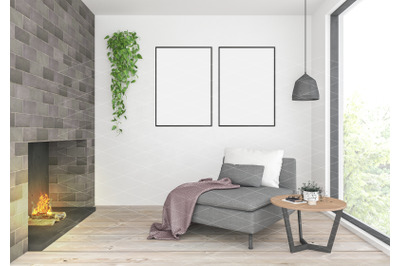 Interior scene - artwork background - frame mockup