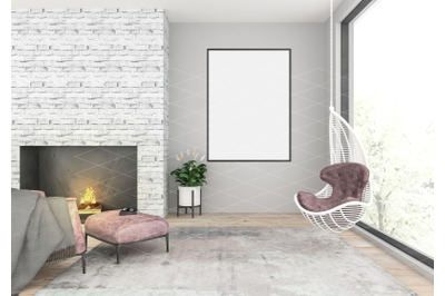 Interior scene - artwork background - frame mockup