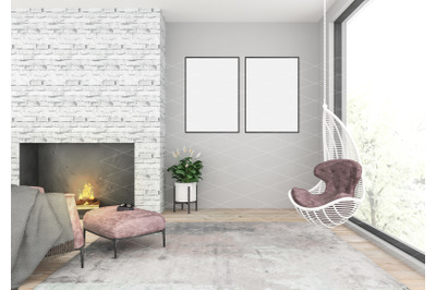 Interior scene - artwork background - frame mockup