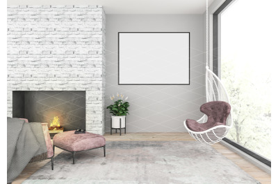 Interior scene - artwork background - frame mockup