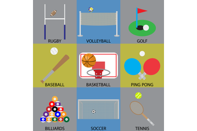 Ball game icon basketball, soccer, golf and volleyball