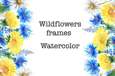 Watercolor wildflowers frames