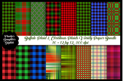 Buffalo Plaid and Christmas Plaid Digital Papers&2C; Tartan Background