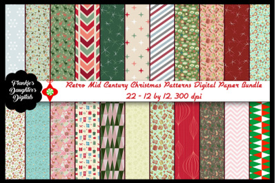 Retro Mid Century Christmas Pattern Papers