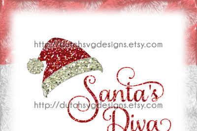 Cutting file Santa's Diva with hat, in Jpg Png SVG EPS DXF for Cricut & Silhouette cameo, plotter, christmas, xmas, Père noël, santa claus