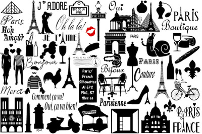 Paris French Silhouettes AI EPS PNG