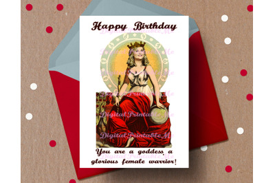 Birthday Card, Leslie Knope card, goddess warrior, friendship, printab