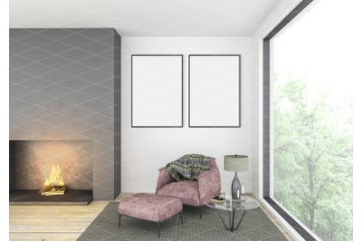 Interior scene - artwork background - frame mockup