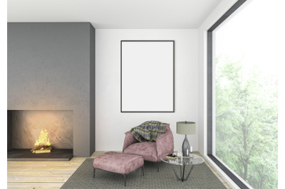 Interior scene - artwork background - frame mockup