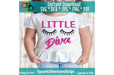 Little svg, eyelashes svg, diva, blessed, SVG, little girl svg, Diva S