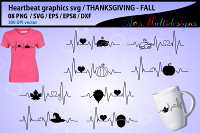 Thanksgiving heart beat svg graphics