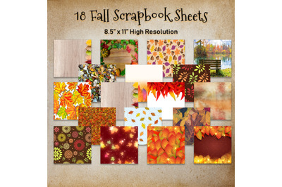 Fall Digital Paper 12&quot; x 12&quot; pages scrapbook paper pack of 18 printabl