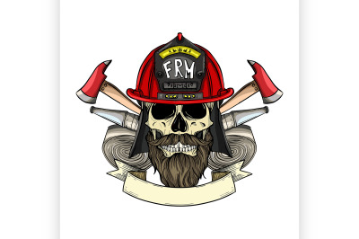 Sketch fireman skull