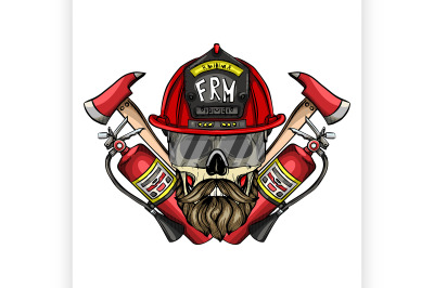 Sketch fireman skull