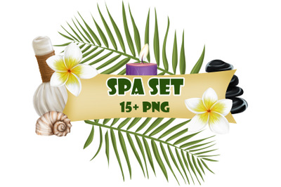 Digital set with elements for SPA PNG clip art