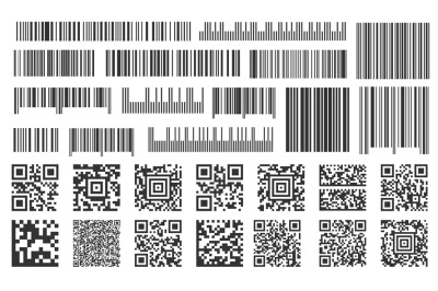 Digital barcode. Supermarket bar labels, shop inventory code and techn