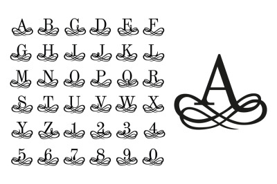 Filigree monogram letters. Vintage logo letter, decoration ornament nu