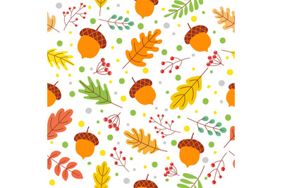 Seamless autumn leaves pattern. Fall season colors, fallen yellow leaf