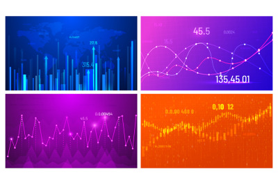 Business growth chart. Financial trend screen, investment graph and ab