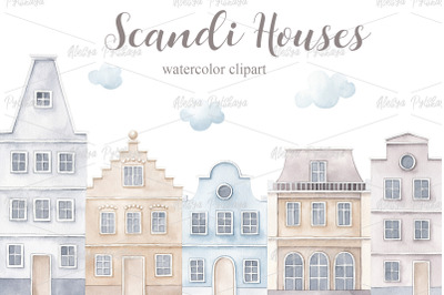 Scandi houses - watercolor set