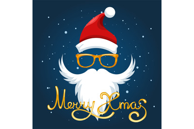 Santa hat, glasses and beard poster