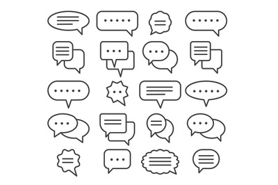 Thin line speech bubble icons