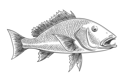 Fish retro ink sketch