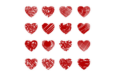 Red sketch hearts