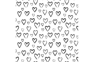 Hearts sketch seamless pattern