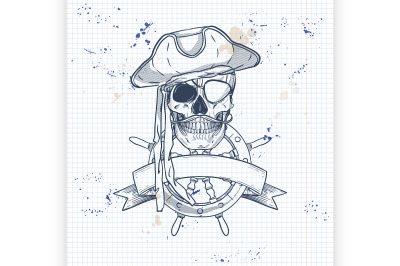 Sketch pirate skull