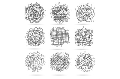 Tangle line scribbles set