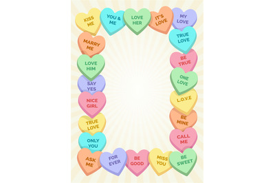 Candy hearts frame