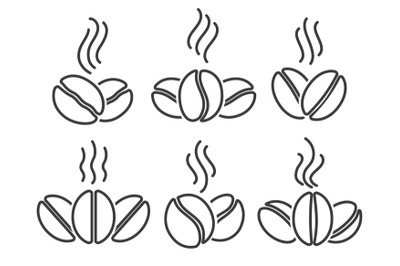 Coffee beans line icons set