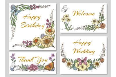 Botanic card with wild flowers