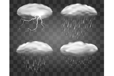 Realistic rain clouds on transparent