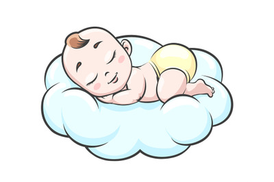 Sleeping baby on cloud