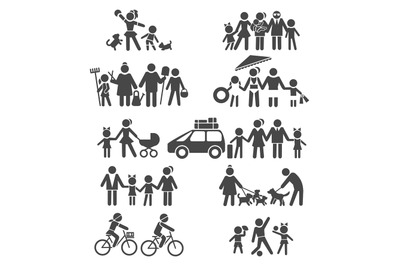 Happy family life pictograms