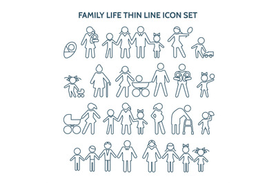 Family life thin line icons