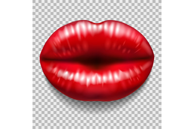 Red lips isolated on transparent background