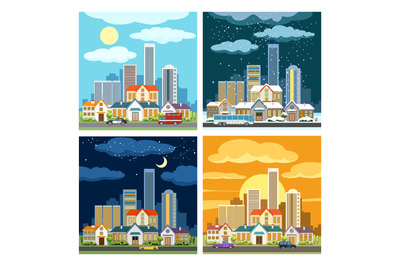 Night and day cityscape