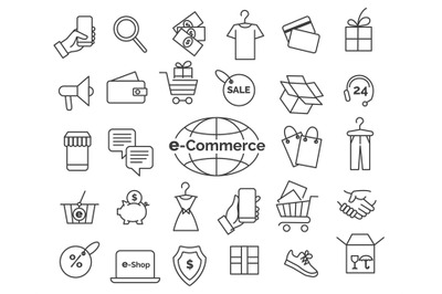 E-commerce line icon set